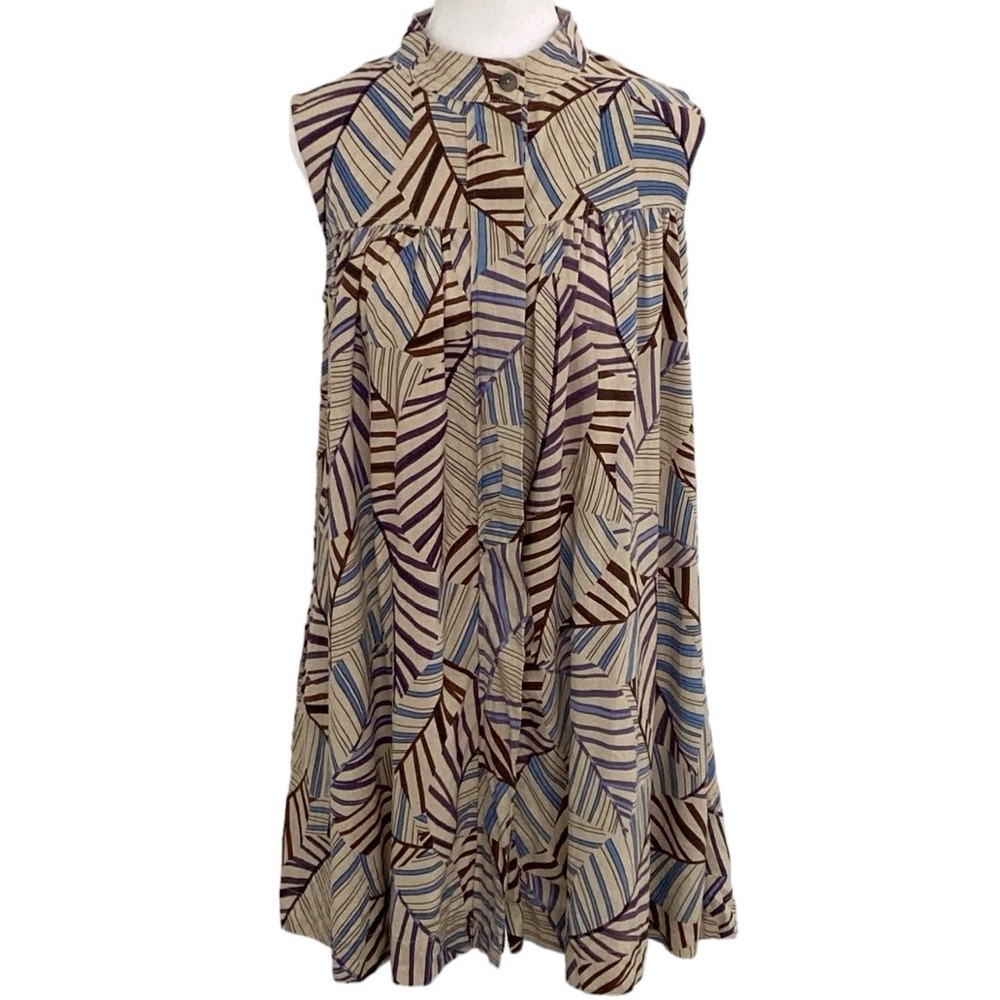 Olivaceous Short Linen Blend Sleeveless Dress